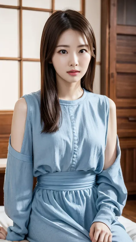 Realistic photos (one cute korean actress) Straight long hair, light makeup, Medium chest, Long dress, close, Canon EOS 8K high resolution captures facial features clearly, Sharp details, Realistically