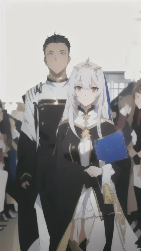 anime - style couple dressed in costumes walking down a runway, anime style like fate/stay night, fate grand order, as an anime character, made with anime painter studio, anime character, a hyperrealistic , girls frontline style, artwork in the style of gu...