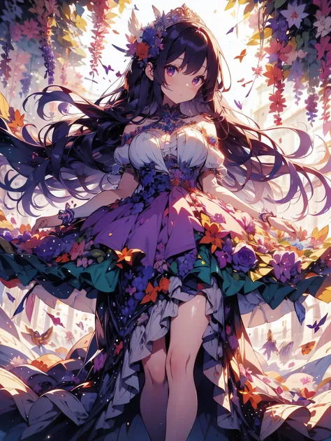 circular magic circle　provocative one girl, beautiful and fine details, long purple hair, pale red eyes, original costume,prince...