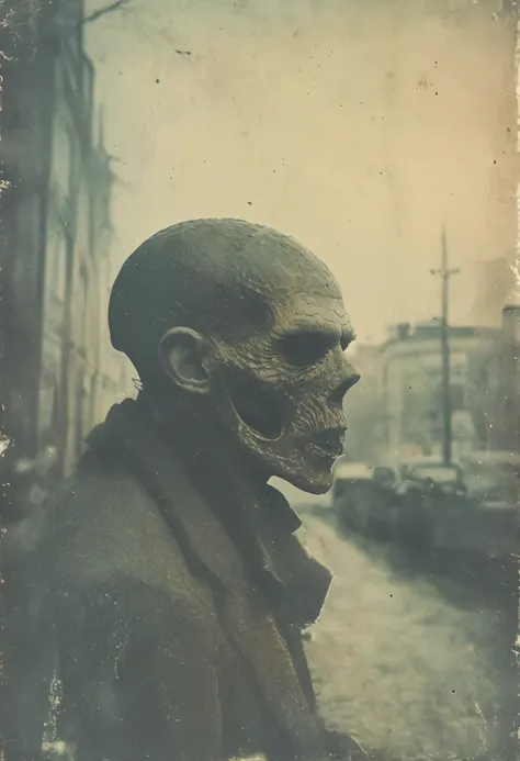 side-view, perspective, grainy, polaroid, 35mm vintage, super realistic old photo, old camera, heavy shading, eerie, horror, civilization suppressed by monsters, lovecraft, cthulu, Baldurs gate