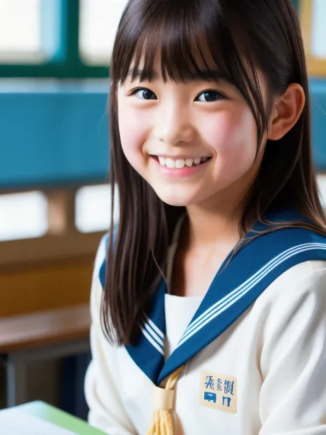 lens: 135mm f1.8, (highest quality),(raw photos), (tabletop:1.1), (beautiful 13 year old japanese girl), cute face, (deeply chis...