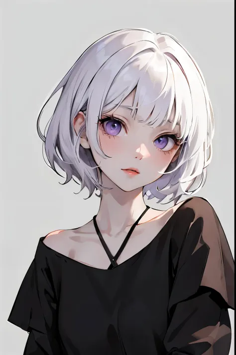 Cute hot albino girl with short hair, purple eyes, and white lashes
