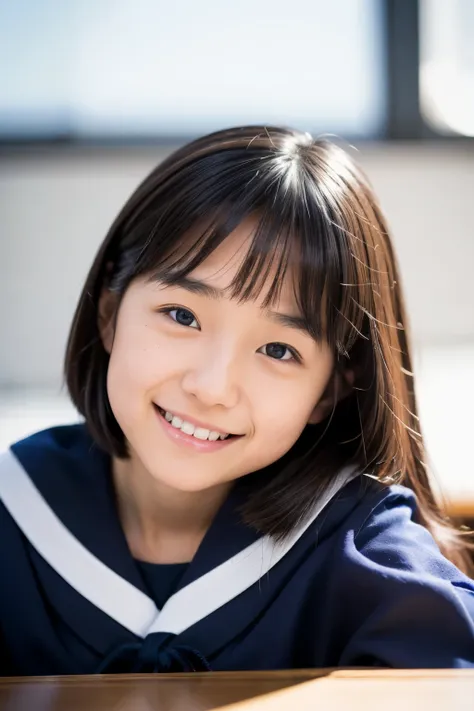 lens: 135mm f1.8, (highest quality),(raw photos), (tabletop:1.1), (beautiful 12 year old japanese girl), cute face, (deeply chis...