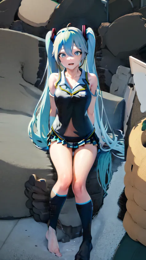 masterpiece, best quality, best quality, 1 boy, 1 girl, sits on the face, sitting on person, hatsune miku , blue hair, blue eyes...