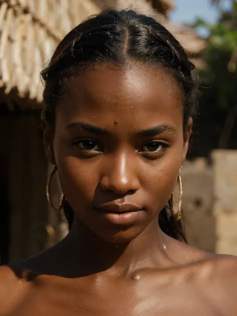 Portrait photo of a beautiful girl from Africa, perfect face, in detail, only face, focus, melanin