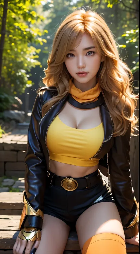 Yang Xiao Long (Ruby), 1 girl, highest quality, High resolution, masterpiece, High resolution, sharp: 1.2, Perfect body beauty: 1.4, Slim Abs: 1.2, Highly detailed face and skin texture, Fine grain, double eyelid, Looking into the camera, Purple eyes, Long...