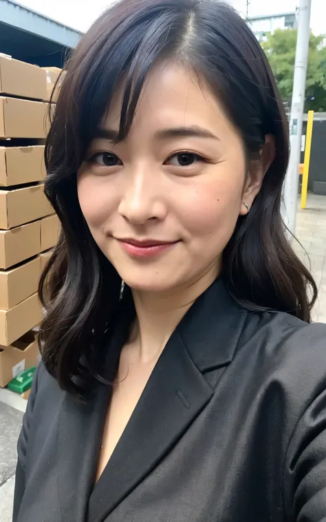 ((Best Quality, 8k, Masterpiece: 1.3)), Photorealistic, Sharp Focus, High Quality, High Definition, Portrait, Solo, Japan, Middle Aged Woman, Beauty, 43 years old, Plump, Wavy Hair, receptionist uniform, Wrinkles at the corners of the eyes:0.5, Narrow back...