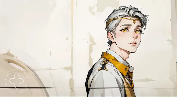 cute 18 year old boy yellow eyes white hair ancient egyptian clothes golden jewelry speaks co threatens