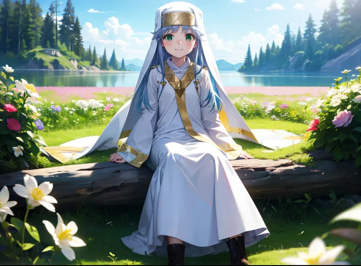 index, index, (green eyes:1.5), blue hair, long hair, (flat chest:1.2),
break habit, long sleeve, robe,白色robe,nuns,wide sleeves,...