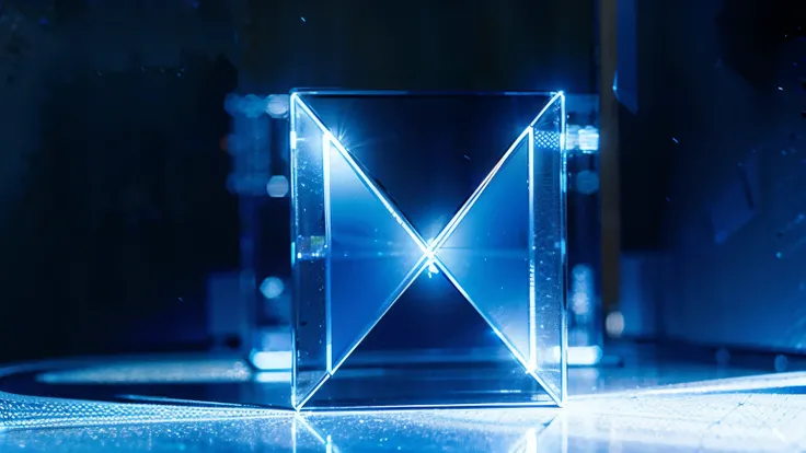 Line-based visualization: TheLuminous Letter M in blue on a transparent background, 8K resolution, ,wireframe - Aspect Ratio 7:5 8k, wireframe --ar 7:5