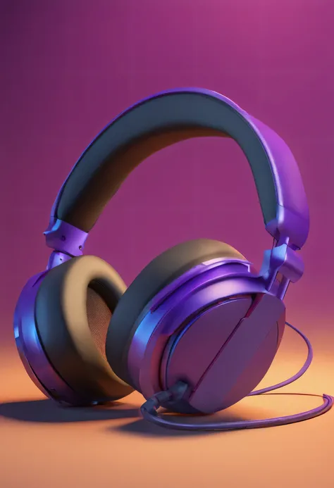 close-up of a pair of headphones in a purple case, which has internal lighting,   front view at a slight angle to the right and top, ƒ/5.0, headphones, 