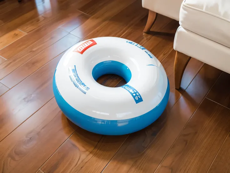 Lifebuoy，globule，indoor，Wooden floor，White， open，HD，Marine style