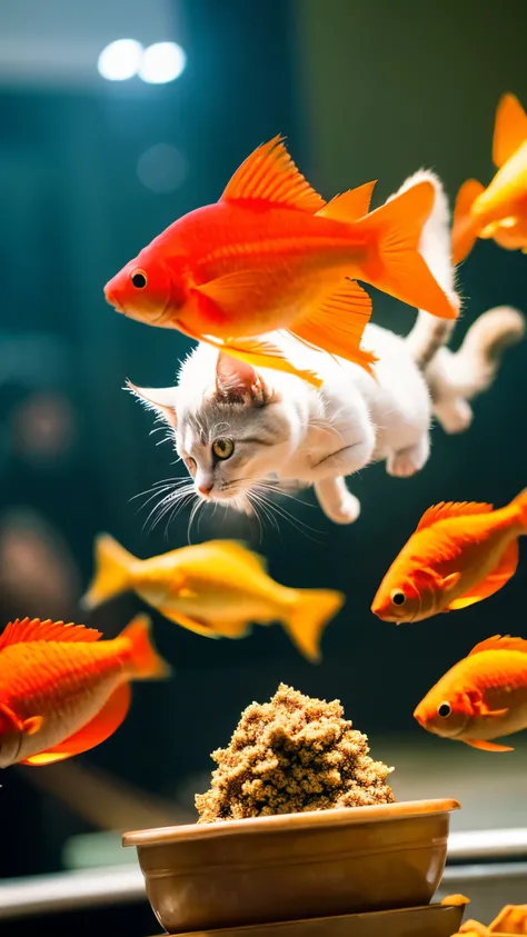 Cat,festival,Goldfish scooping,high resolution,