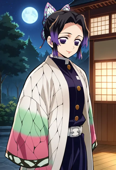 score_9, score_8_superior, score_7_superior, score_6_superior, score_5_superior, score_4_superior, sauce_anime, One girl, Official Art, 
forest , night, (moon:.7), dojo, courtyard,
K Ninja XLV4, One girl, alone, View Viewer, A light smile, Demon Slayer uni...