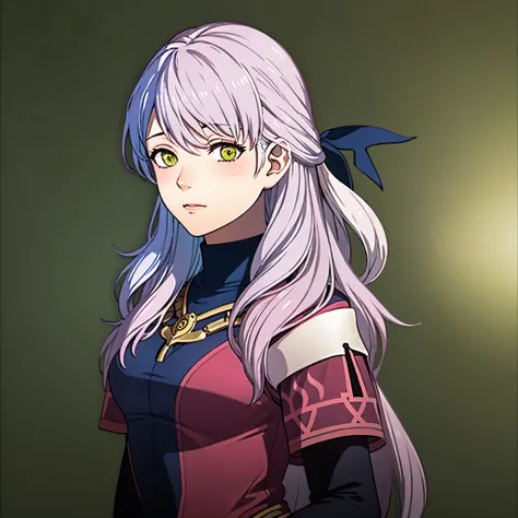 simple background, green background:1.3, masterpiece, solo, 1girl, upper body, micaiah fe