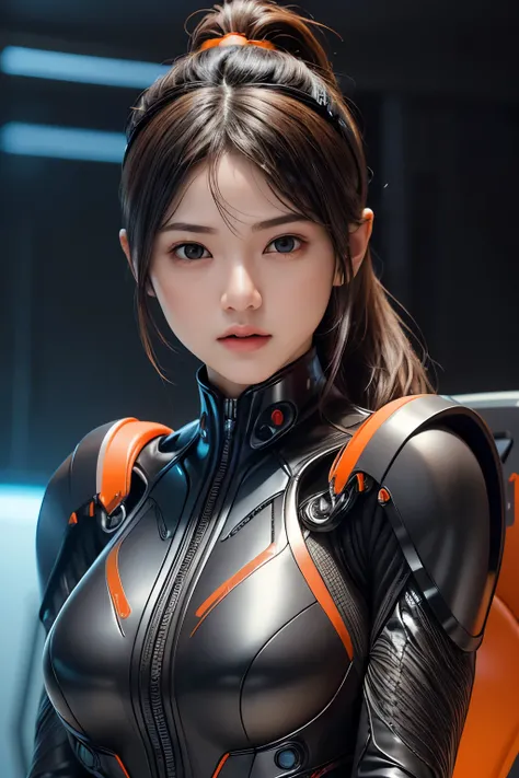 Top Quality, Masterpiece, Ultra High Resolution, (Photorealistic: 1.4), Raw Photo, 1 Girl, Black Hair, Glossy Skin, 1 Mechanical Girl, (((Ultra Realistic Details)), (realistic face: 1.2), realistic skin, Global Illumination, Shadows, Octane Rendering, 8K, ...