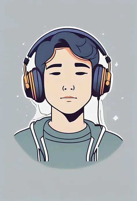 lofi music young man listen music,icon