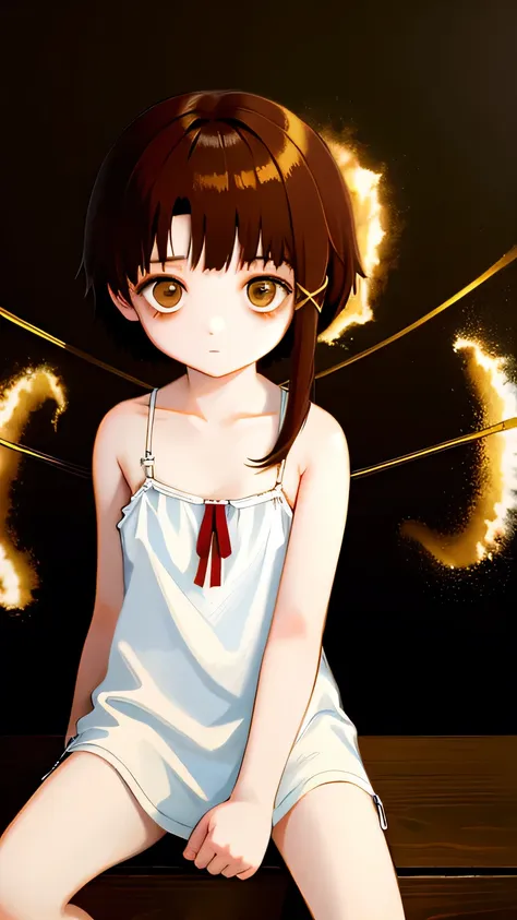 solo,1female\(iwakura lain\(serial experiments lain\),no expression at face,bags under eyes,age of 12,(big eyes:1.2),brown eyes,...