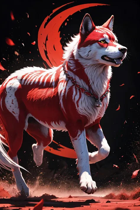 Chapeuzinho vermelho correndo de um lobo