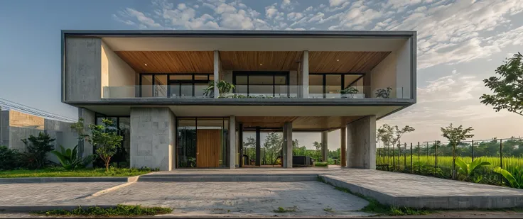 Raw photo,Masterpiece, Raw concrete style
,high quality, best quality, authentic, super detail, exterior, outdoors, house style modern on the street, glass windows, gate, concrete ceiling, road,pavement, trees, sky, cloud, (daylight:1.1)
