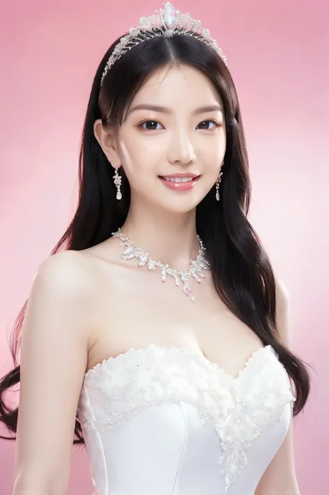 (highest quality、Tabletop、8k、Best image quality、Award-winning works)、One beautiful bride、(alone:1.1)、(The most extravagant and gorgeous huge pure white wedding dress:1.1)、(Perfect Wedding Lace:1.2)、(The most gorgeous and luxurious giant tiara:1.1)、(The mos...