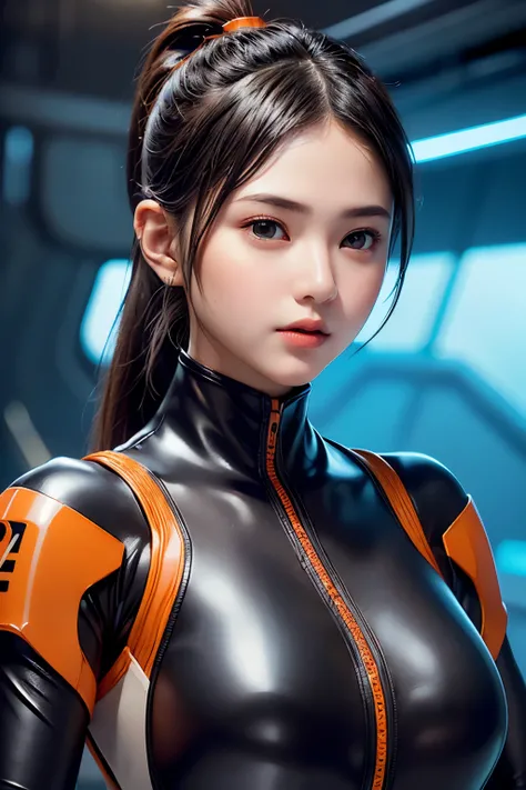 Top Quality, Masterpiece, Ultra High Resolution, (Photorealistic: 1.4), Raw Photo, 1 Girl, Black Hair, Glossy Skin, 1 Mechanical Girl, (((Ultra Realistic Details)), (realistic face: 1.2), realistic skin, Global Illumination, Shadows, Octane Rendering, 8K, ...
