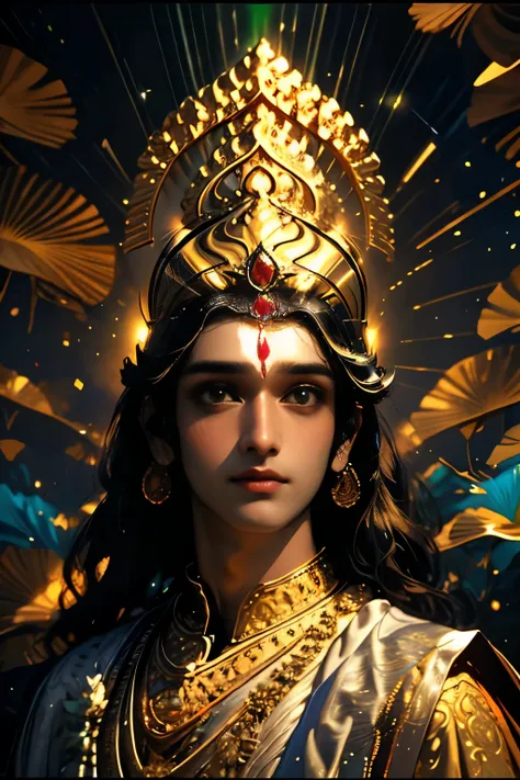 ((best quality)), ((masterpiece)), ((realistic)), portrait,
lord krishna, celestial, deity, goddess, light particles, halo, look...