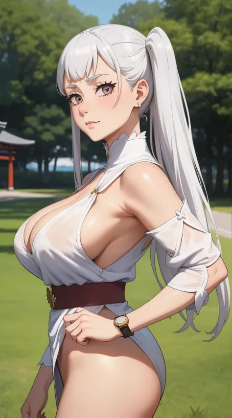 noelle silva, noelle from the anime black clover, white hair, twintails hair, beautiful, beautiful woman, perfect body, perfect ...