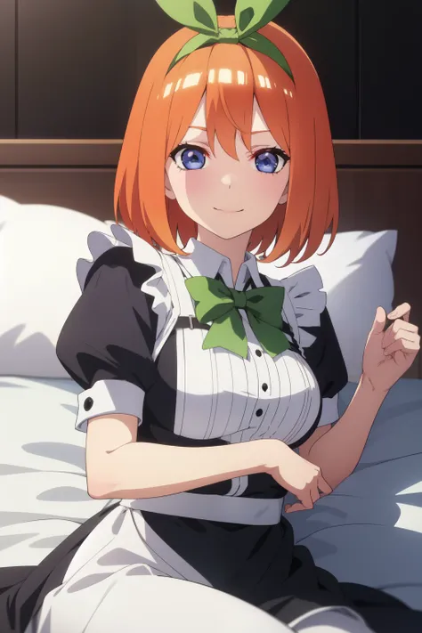 Anime background art, bottom of room, one bed, lying on a bed, beautiful anime scenes, 4K anime art wallpaper, 4k anime art wallpaper, Rosla global illumination, anime girl, 1 girl, LORA similar, best quality, detailed, alone, looking at the viewer, mouth ...
