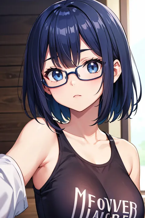 1girl,This detailed CG illustration at 8k resolution is of the highest quality and offers ultra-detailed detail. tetas con una altura de 2 y 1.0 centimeters and a thickness of 8.54 centimeters. El  Messy Short Hair, personaje destaca (con su cabello azul o...