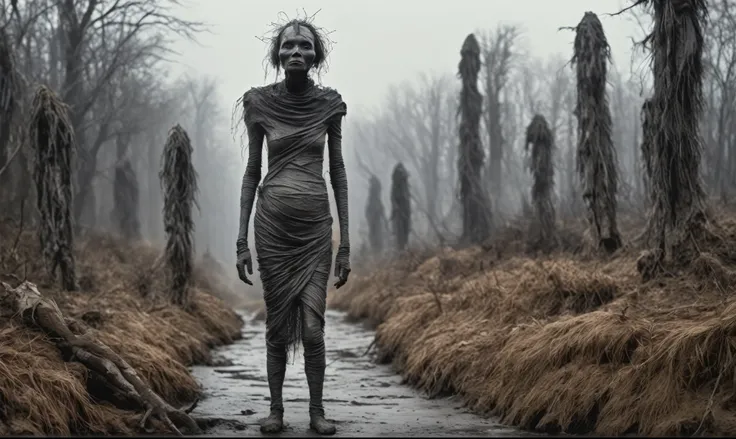 full body length shot, oldest funny fairys mummy  who cant almost fly,Stone Forest in Yunnan Province of China,Giethoorn of Netherlandsnatural skin textures, hyper realisitc, hyper detailed,Extremely detailed,High contrast,Realistic, back view,full body le...