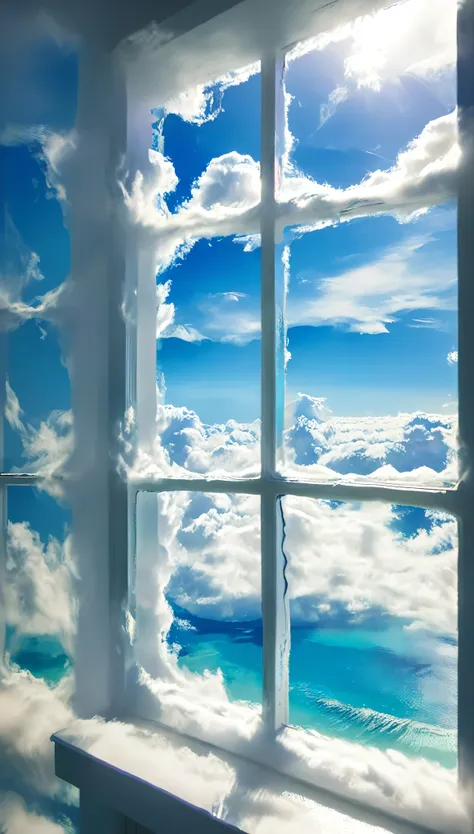 window of extra cloudy outside view of paradise