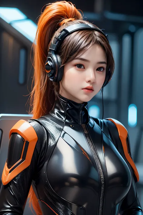 Top Quality, Masterpiece, Ultra High Resolution, (Photorealistic: 1.4), Raw Photo, 1 Girl, Black Hair, Glossy Skin, 1 Mechanical Girl, (((Ultra Realistic Details)), (realistic face: 1.2), realistic skin, Global Illumination, Shadows, Octane Rendering, 8K, ...