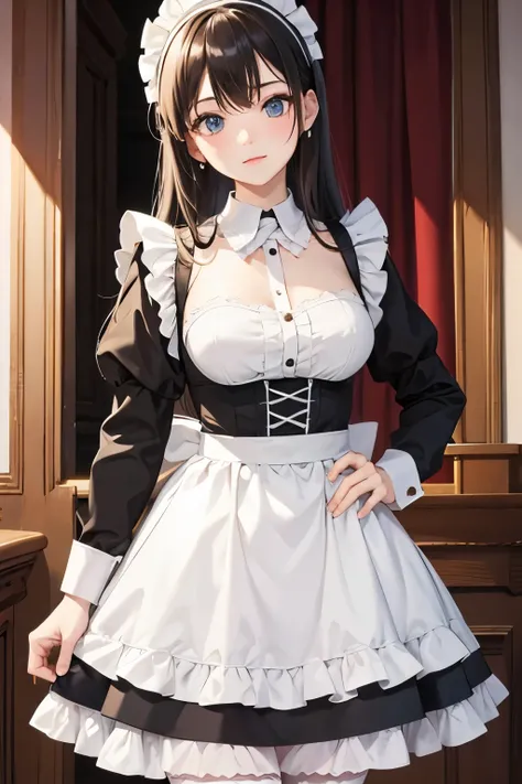 wearing maid outfit and white