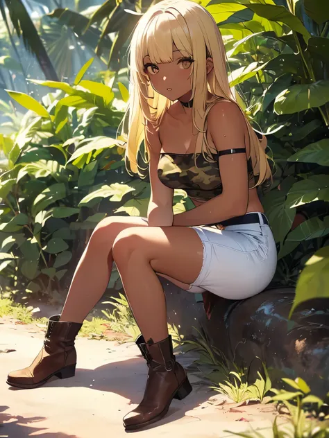 highest quality,(masterpiece),(((Whole body image))),(girl1), (Highly detailed face),Slightly round face, (Tan brown face:1.6), Boyish beauties, Beautiful lips,Grim face,Troubled face,Beautiful lips,Baby Face,(Black gal:1.6),(Big eyes),(Smooth, straight, l...