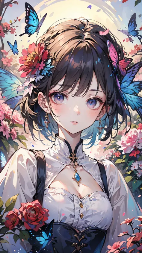 ((best quality)), ((masterpiece)), (detailed), perfect face, butterfly maiden, rich and colorful