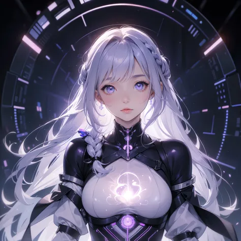 highest quality, 8k, High resolutionアート, High resolution, Super detailed, Very detailed, Cyberspace、((Elder Scientistと少女))、(Elder Scientist、20th century style、Wearing a white coat)、(A girl inside a transparent artificial womb、Floating in amniotic fluid、Nat...