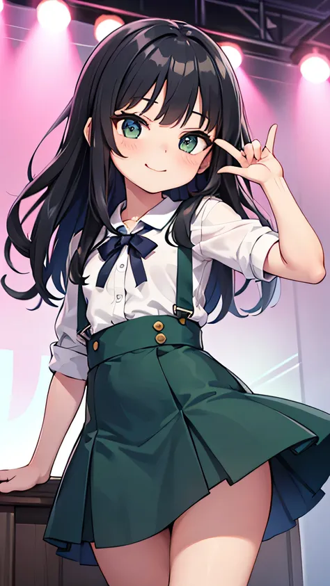 1 young idol, darling, charming, tiny aussie , energetic, loose hair, shy smile, unique face, black hair, verdant, children&#39;...