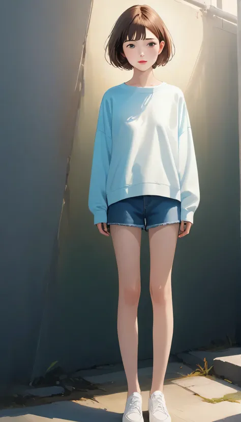 RAW Photos、Realistic、masterpiece, highest quality, 1. woman, full body shot, 16 years old, ((short hair)), Surrealism