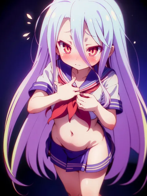 NSFW,One Girl、Long Hair、とてもLong Hair、Hair between the eyes、Red eyes、Bright pupils、Multicolored eyes、Multicolored Hair,Small breasts,(Sailor suit:1.5),(cropped:1.5),(Micro Mini Skirt:1.5),(Perfect hands),(Perfect Anatomy),(masterpiece),(highest quality),(Em...