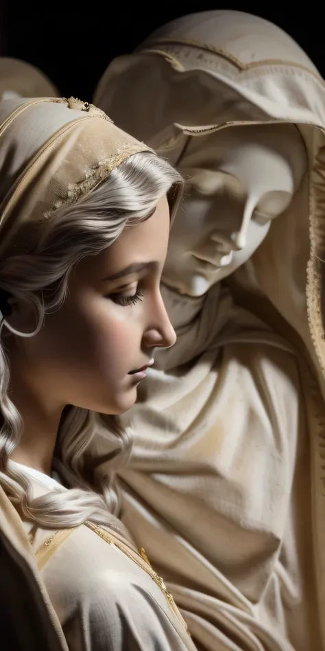 (((Blessed Virgin Mary of Mount Carmel))) Luminoso, en estilo similar al del artista WILLIAM ADOLPHE BOUGUEREAU, obra maestra, (La mejor calidad: 1.2), (super fine: 1.2), illustration, (extremadamente delicado y hermoso: 1.2), movie angle, flotante, (Hermo...