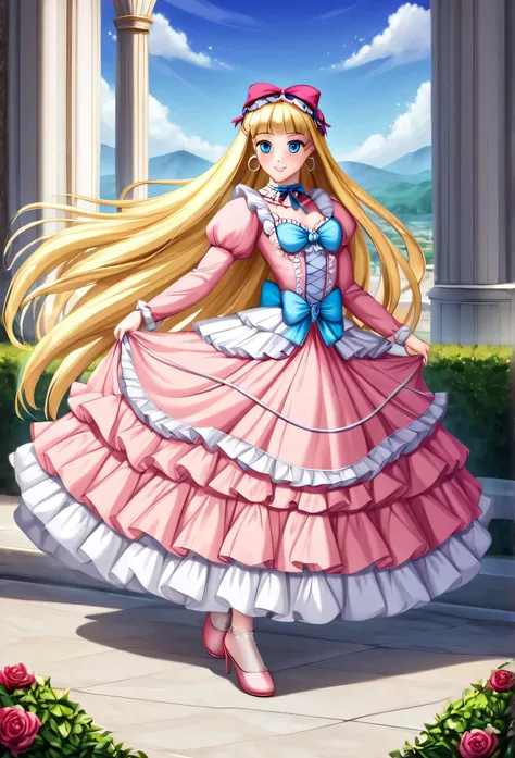 ,highest quality, masterpiece, highest resolution, artwork, 3K realistic photos,,((10 year old little girls)),Super detailed baby face,both are princesses,Full length ball gown dress with hoop skirt,ruffled yoke collar,Detailed braided ribbon on chest,puff...