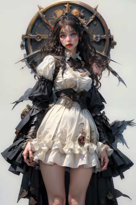 ((best quality)), ((masterpiece)), (detailed), blank white background, plain background, white background, Bloodborne inspired,  occult aesthetic, occult, detailed and intricate steampunk and detailed gothic, NSFW, Very dramatic and cinematic lighting, cos...