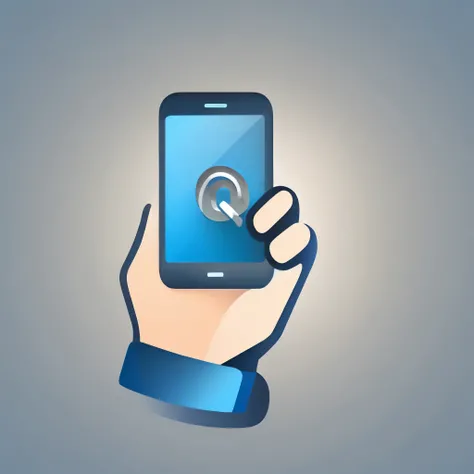 icon: a hand holding a smartphone.
Tipografia: "In my hand" em uma fonte moderna e "e Mais Barato" em uma fonte mais casual.
Cores: Azul e cinza.
icon: A circuit symbol with an integrated hand.
Tipografia: Toda a frase em uma fonte sem serifa, modern and ...