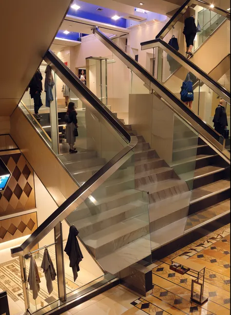 Escadas, em um Shopping, extremamente realista, lindas