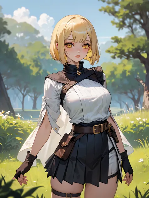 SFW (masterpiece, best quality, 32k) a youthful teenage girl with short blonde hair ((bright blonde hair, golden blonde hair, platinum blonde hair, bangs, diagonal bangs, straight bangs, bob, inverted bob, straight bob, perfect bob, stylish bob, asymmetric...