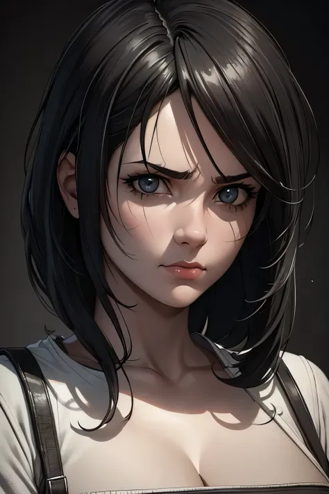 A girl in a mugshot, sketch, black and white, detailed features, cute, vintage style, high contrast lighting, expressive eyes, tousled hair. (best quality, highres, realistic:1.37), vintage, monochrome, intense gaze, dramatic lighting, rugged background, d...