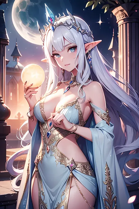 Elven Enchantress in a Magnificent Formal Gown

Exquisite Facial Features Depicting the Perfection of Elvenkind, Three-dimensional Facial Features, Perfect Face,
Wearing a Majestic Elven Crown adorned with Moonstones, Wearing a Long, Lavender Gown with Det...