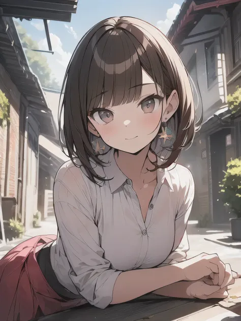 (best quality), (Super detailed), (Best Illustration), (masterpiece), score_9, score_8_up, score_7_up, 4k, upper body,
A woman with brown hair and a bob hairstyle lies down in a rural alley,