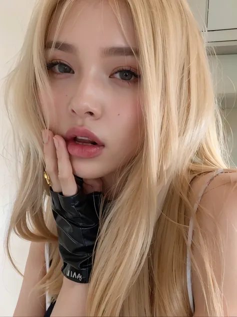 mujer de pelo rubio con pelo largo y guantes posando para una foto., lalisa manobal, yelena belova, 🤤 girl portrait, ava max, re...